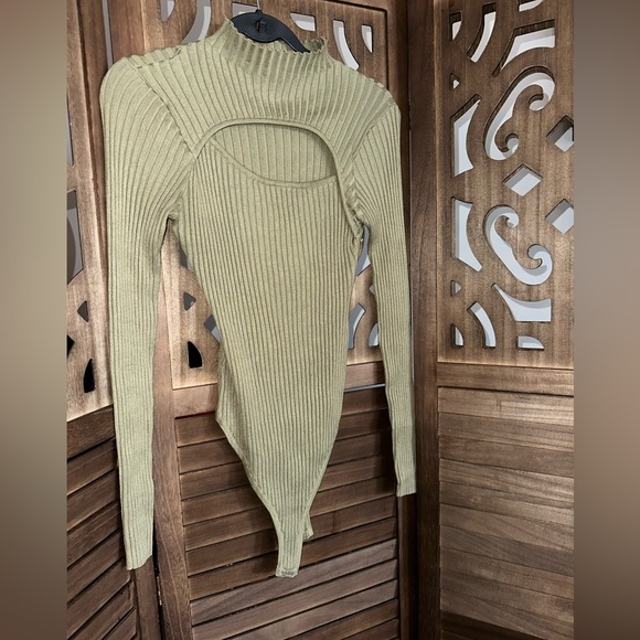 Fashion Nova Sage Ribbed Bodysuit - Picture 6 of 16